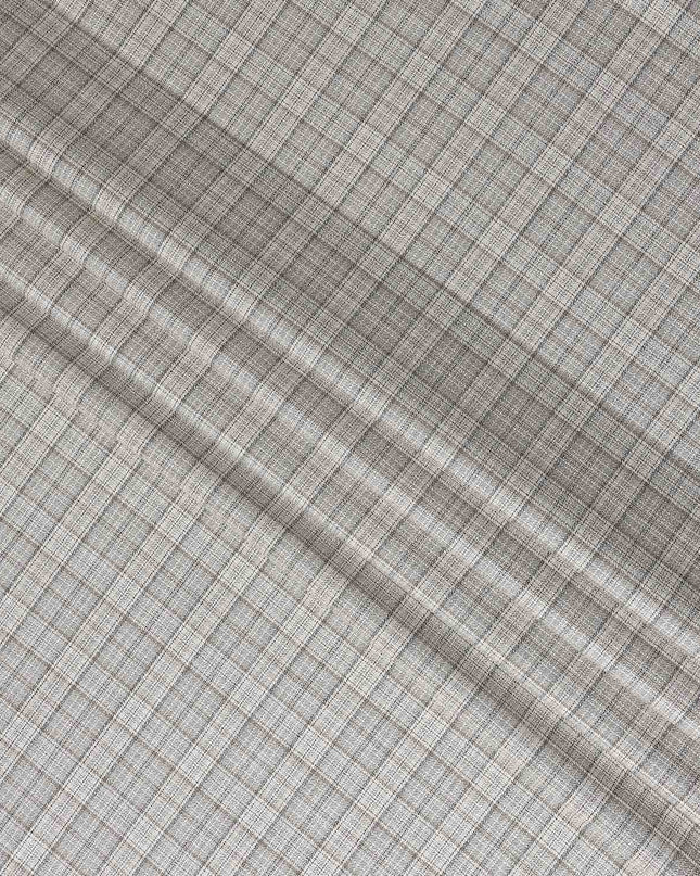 Oatmeal Grey Check Blended English Wool & Silk Jacketing Sca