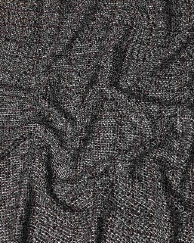 Charcoal Grey Plaid Blended Italian Wool Jacketing Fabric 15