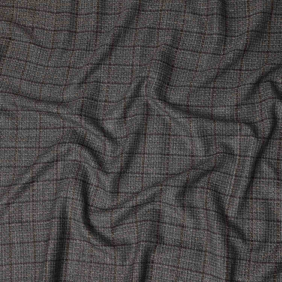Charcoal Grey Plaid Blended Italian Wool Jacketing Fabric 15