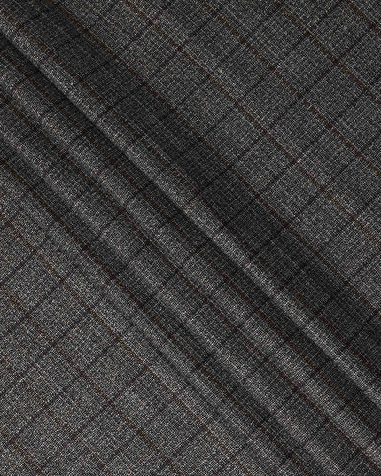 Charcoal Grey Plaid Blended Italian Wool Jacketing Fabric 15