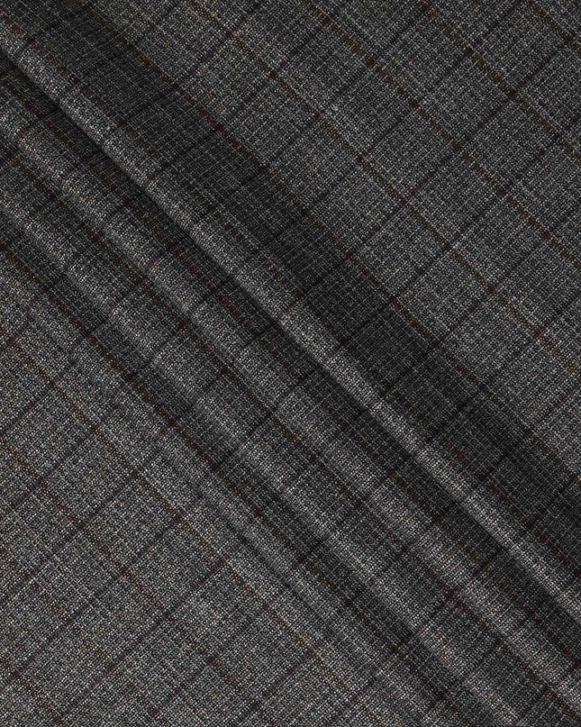 Charcoal Grey Plaid Blended Italian Wool Jacketing Fabric 15