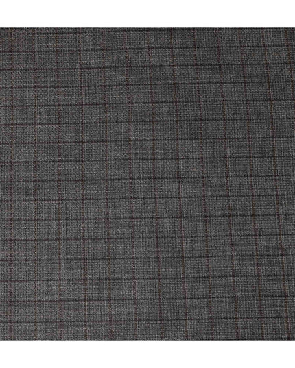 Charcoal Grey Plaid Blended Italian Wool Jacketing Fabric 15