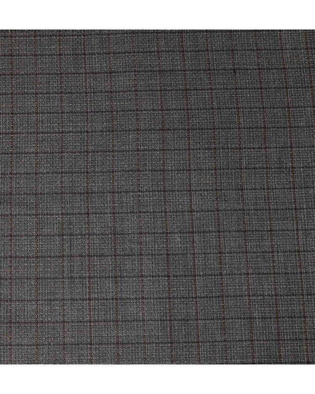 Charcoal Grey Plaid Blended Italian Wool Jacketing Fabric 15