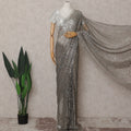 Pewter Grey French Chantilly Lace Saree 110cm