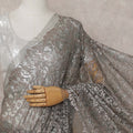 Pewter Grey French Chantilly Lace Saree 110cm