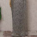 Pewter Grey French Chantilly Lace Saree 110cm
