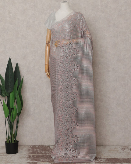 Dusty Rose Pink French Chantilly Lace Saree 110cm
