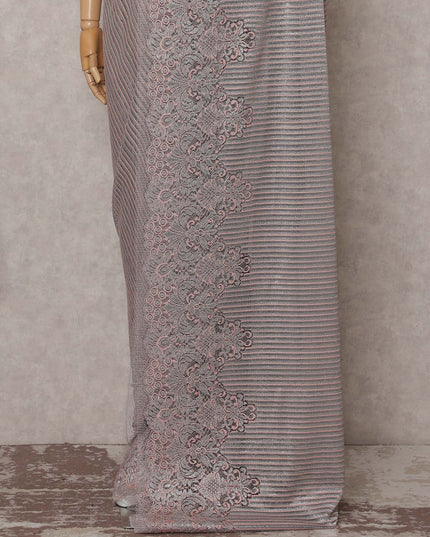 Dusty Rose Pink French Chantilly Lace Saree 110cm
