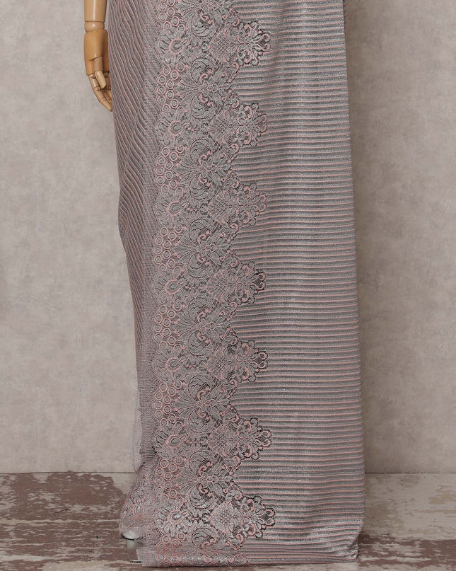 Dusty Rose Pink French Chantilly Lace Saree 110cm
