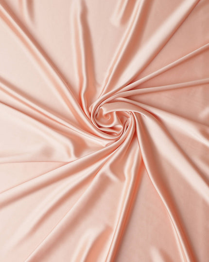 Peach Blush Plain Pure Synthetic Crepe Satin Fabric 140cm