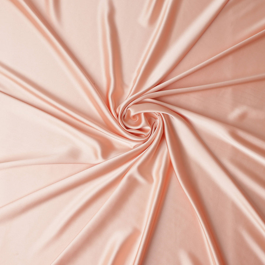 Peach Blush Plain Pure Synthetic Crepe Satin Fabric 140cm