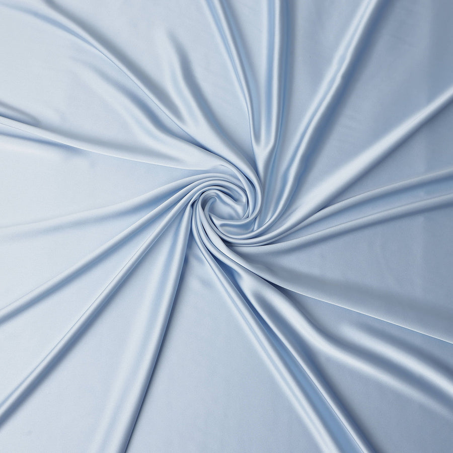 Baby Blue Plain Pure Synthetic Crepe Satin Fabric 140cm