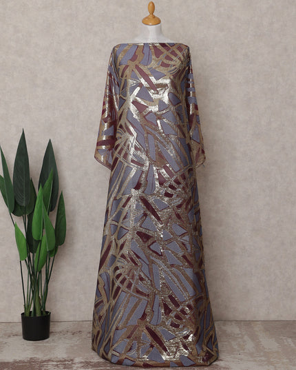 Slate Grey-Maroon Multicolor Dirac Fabric - D31655