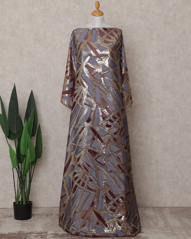 Slate Grey-Maroon Multicolor Dirac Fabric - D31655