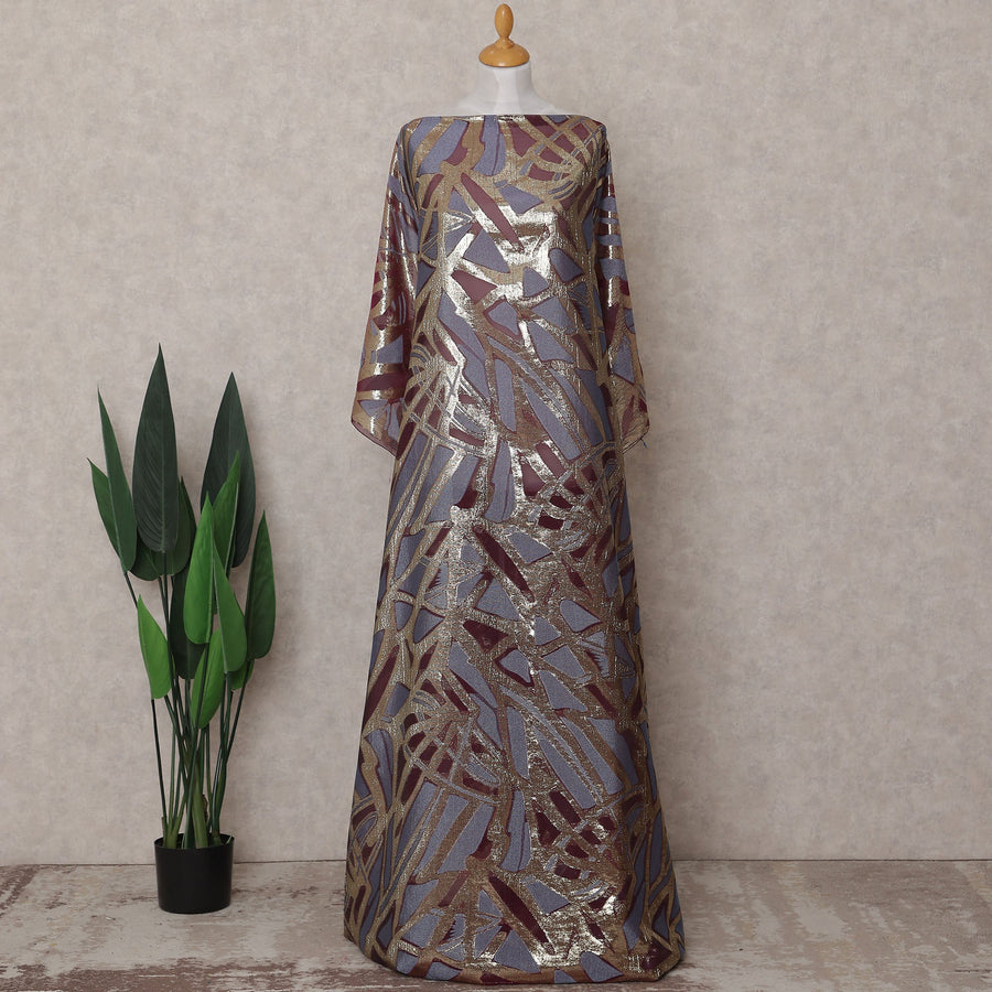 Slate Grey-Maroon Multicolor Dirac Fabric - D31655