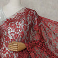Scarlet Red French Chantilly Lace Saree