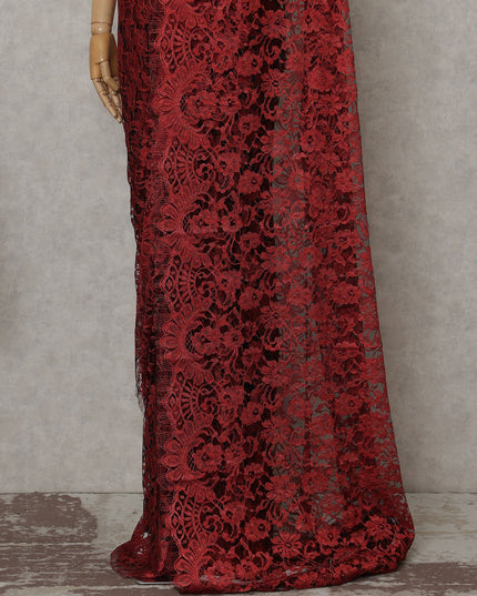 Scarlet Red French Chantilly Lace Saree