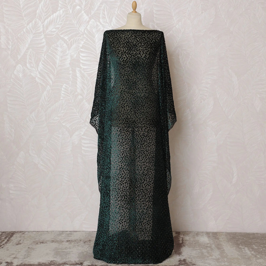 Elegant Teal green Velvet Dirac - Pure Silk Chiffon Elegance, 140cm Wide X 3.5 Mtrs Piece-D18922 Regal Fabrics