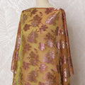 Copper Blossom Silk Chiffon Dirac - Metallic Lurex Highlights, 140cm Width X 3.5 Mtrs piece-D18928