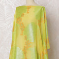 Lemon Zest Silk Chiffon Dirac with Spring Green Lurex Florals, 140cm Wide X 3.5 Mtrs piece-D18931