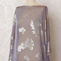 Smoky Lavender Silk Chiffon Dirac with Silver Lurex Florals, 140cm Wide X 3.5 Mtrs piece-D18932