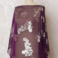 Plum Elegance Silk Chiffon Dirac with Silver Lurex Florals, 140cm Wide X 3.5 Mtrs piece-D18934