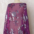 Regal Magenta Silk Chiffon Dirac with Iridescent Lurex Florals, 140cm Wide X 3.5 Mtrs piece-D18935