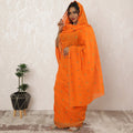 Vibrant Orange Traditional Sudanese Cotton Voile Embroidery Thobe Fabric, 4.5 Meters, 140 cm Width-D20376 Regal Fabrics