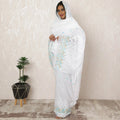 White and Light Blue Traditional Sudanese Premium Swiss Cotton Voile Embroidery Thobe Fabric, 4.5 Meters, 140 cm Width-D20379 Regal Fabrics