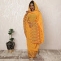 Golden Peach Traditional Sudanese Premium Swiss Cotton Voile Embroidery Thobe Fabric, 4.5 Meters, 140 cm Width-D20380 Regal Fabrics