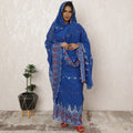 Royal Blue Traditional Sudanese Premium Swiss Cotton Voile Embroidery Thobe Fabric, 4.5 Meters, 140 cm Width-D20381