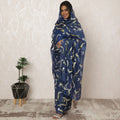 Navy Blue Sudanese Thobe Fabric in Premium Silk Chiffon (Fransawi) with Glitter Accents, 4.5 Meters, 140 cm Width-D20392