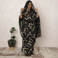 Black Sudanese Thobe Fabric in Premium Silk Chiffon (Fransawi) with Glitter Accents, 4.5 Meters, 140 cm Width-D20394