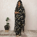 Black Sudanese Thobe Fabric in Premium Silk Chiffon (Fransawi) with Glitter Accents, 4.5 Meters, 140 cm Width-D20394