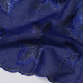 Royal Blue Swiss Cotton Voile Sudanese Thobe Fabric with Embroidered Leaf Pattern, 4.5 MetersX140 Cms-D21374