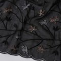 ثوب سوداني من قماش الفوال السويسري باللون الأسود مع تطريز زهري، 4.5 متر × 140 سم - D21376