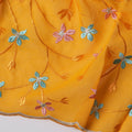 Yellow Swiss Cotton Voile Sudanese Thobe Fabric with Multicolor Floral Embroidery, 4.5 MetersX140 Cms-D21378 Regal Fabrics