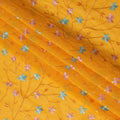 Yellow Swiss Cotton Voile Sudanese Thobe Fabric with Multicolor Floral Embroidery, 4.5 MetersX140 Cms-D21378 Regal Fabrics