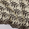 Cream Swiss Cotton Voile Sudanese Thobe Fabric with Brown Leaf Embroidery, 4.5 MetersX140 Cms-D21383 Regal Fabrics