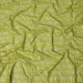 Lime Green Swiss Cotton Voile Sudanese Thobe Fabric with White Leaf Embroidery, 4.5 MetersX140 Cms-D21386