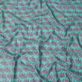 Aqua Green Swiss Cotton Voile Sudanese Thobe Fabric with Pink Leaf Embroidery, 4.5 MetersX140 Cms-D21387 Regal Fabrics