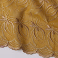 ثوب سوداني من قماش الفوال السويسري باللون الأصفر الخردلي مع تطريز زهري ذهبي، 4.5 متر × 140 سم - D21390
