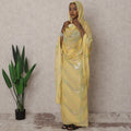 ثوب سوداني تقليدي فاخر أصفر اللون - قماش شيفون حرير نقي مع لوركس معدني، 4.5 متر، عرض 110 سم، كوريا الجنوبية - D22501