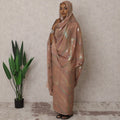 Mocha Brown Traditional Premium Sudanese Thobe – Pure Silk Chiffon Fabric with Metallic Lurex, 4.5 Meters, 110 cm Width, South Korea-D22503