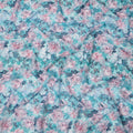 Turquoise Blue Rose Print Cotton Voile Fabric with Pink and Lilac Floral Design, 140 Cms Width, Made in India-D24320