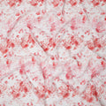 White Rose Print Cotton Voile Fabric with Red and Blush Floral Design, 140 Cms Width, Made in India-D24322