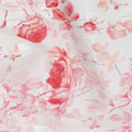 White Rose Print Cotton Voile Fabric with Red and Blush Floral Design, 140 Cms Width, Made in India-D24322