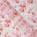 White Rose Print Cotton Voile Fabric with Red and Blush Floral Design, 140 Cms Width, Made in India-D24322