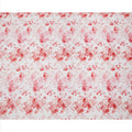 White Rose Print Cotton Voile Fabric with Red and Blush Floral Design, 140 Cms Width, Made in India-D24322