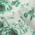 White Green Rose Print Cotton Voile Fabric with Watercolor Floral Detailing, 140 Cms Width, Made in India-D24323